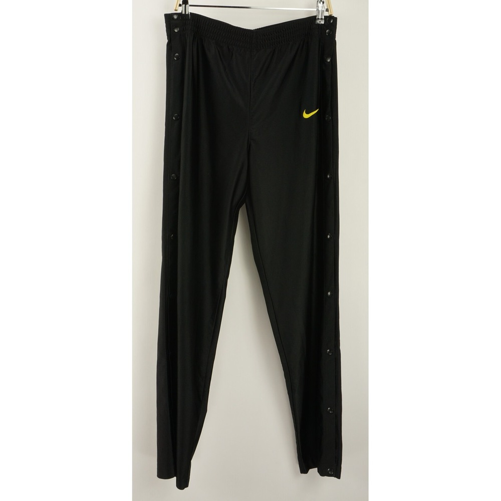 Vintage 90s Nike Men Medium 33 x 32 Black Satin Swoosh Snap Athletic Track Pant